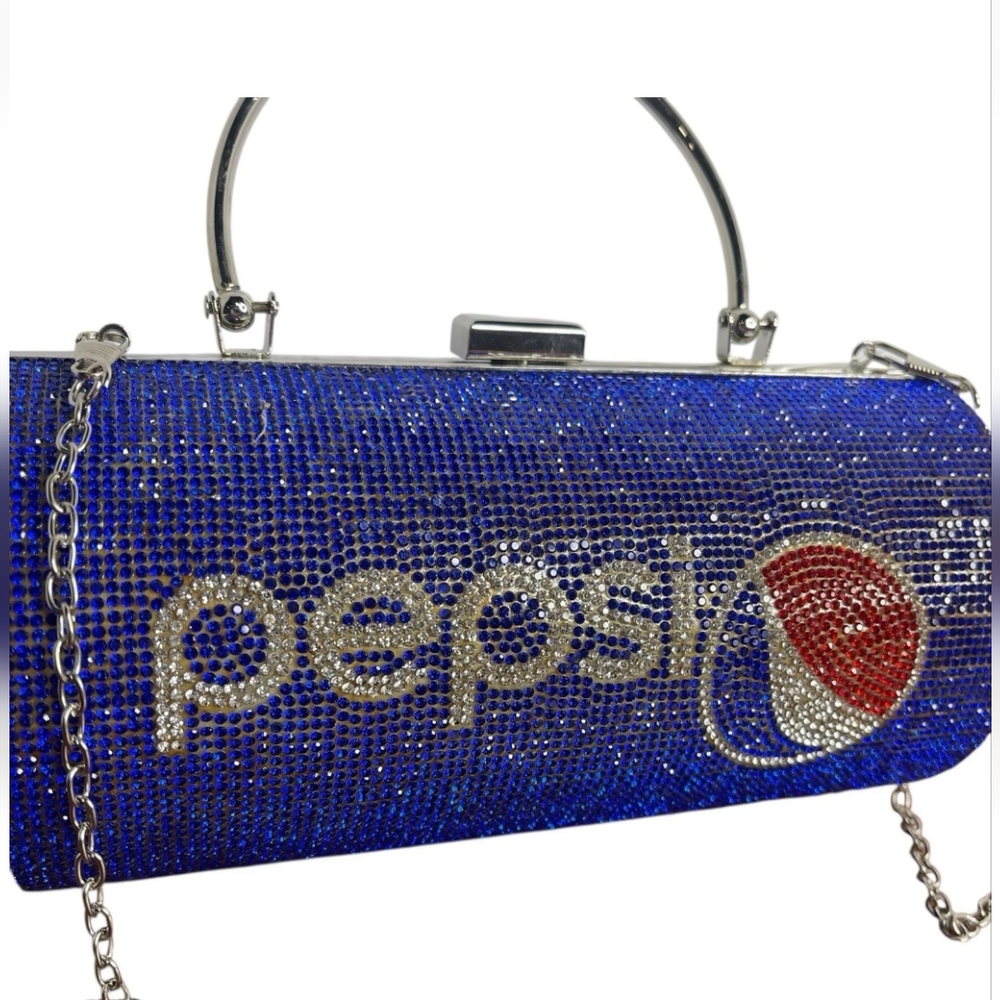Pepsi Blue Rhinestone Clutch Bag - Picture 3 of 11